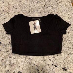 Naked Wardrobe Black Short Sleeve Crop Top